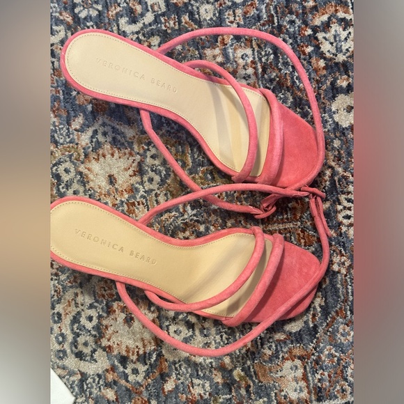 Veronica Beard Mariel Women’s Ankle Strap Sandal in Size 7.5 in Coral - Picture 6 of 11